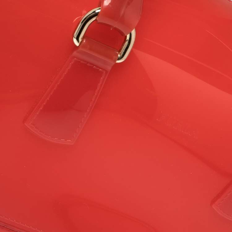 Pre Owned Furla Red Rubber Candy Satchel