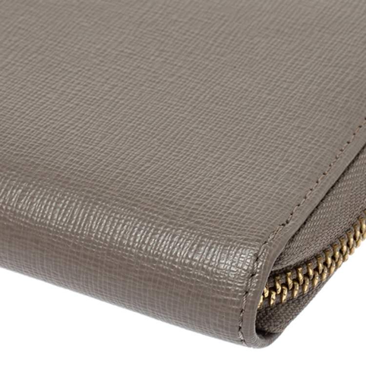 Pre Owned Furla Grey Leather Zip Around  Wallet