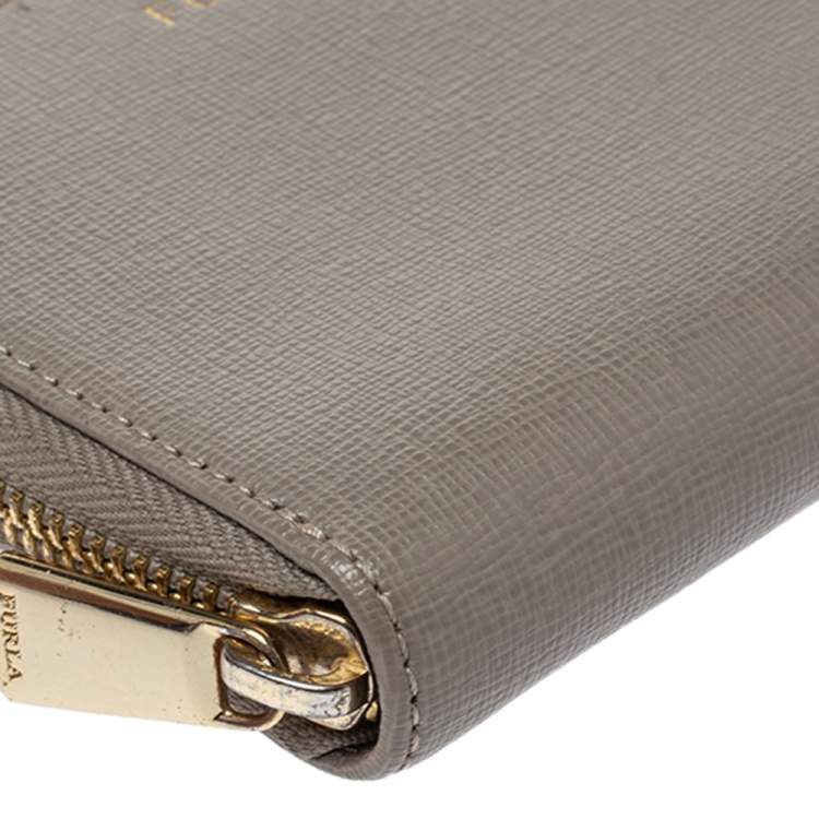 Pre Owned Furla Grey Leather Zip Around  Wallet