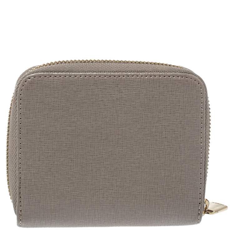 Pre Owned Furla Grey Leather Zip Around  Wallet