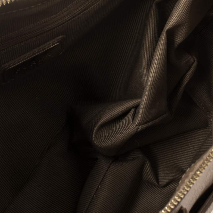 Pre Owned Furla Dark Beige Leather Medium Linda Tote
