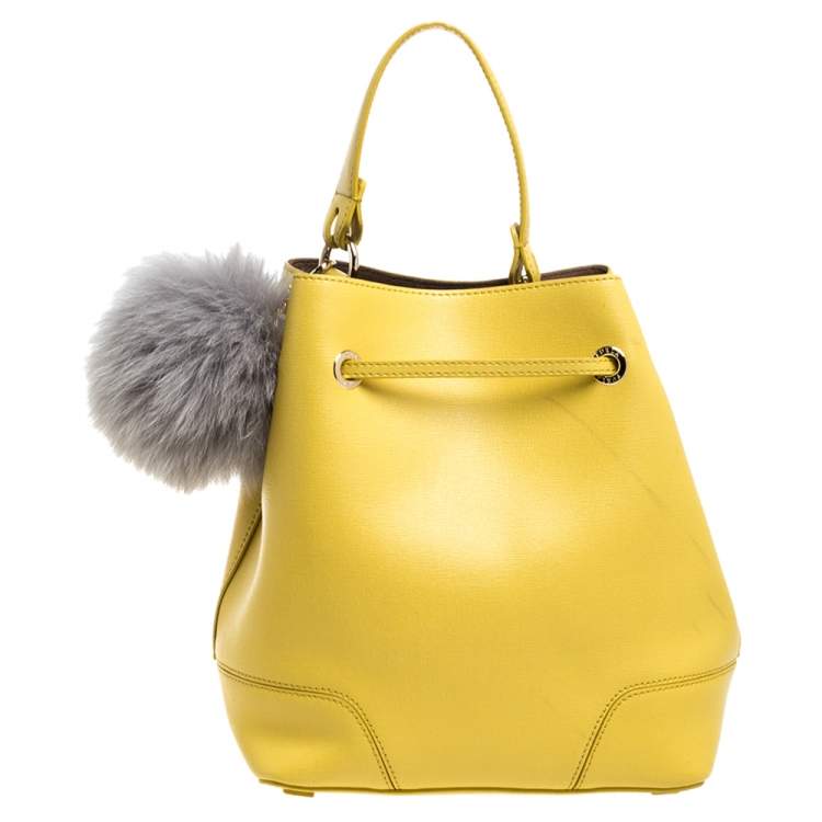 مملوكة مسبقًا Furla Yellow Leather Stacy Bucket Bag