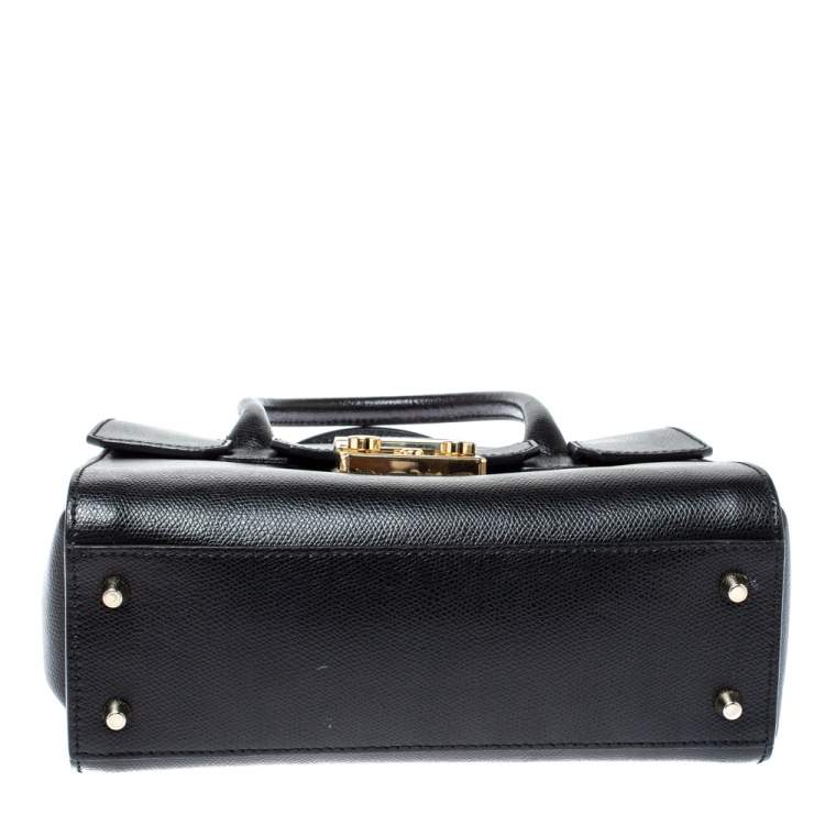 Pre Owned Furla Black Leather Small Metropolis Tote