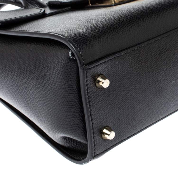 Pre Owned Furla Black Leather Small Metropolis Tote