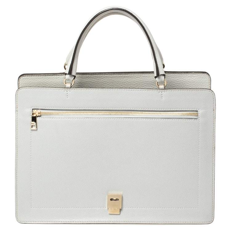 Pre Owned Furla Grey Leather Flap Top Handle Bag