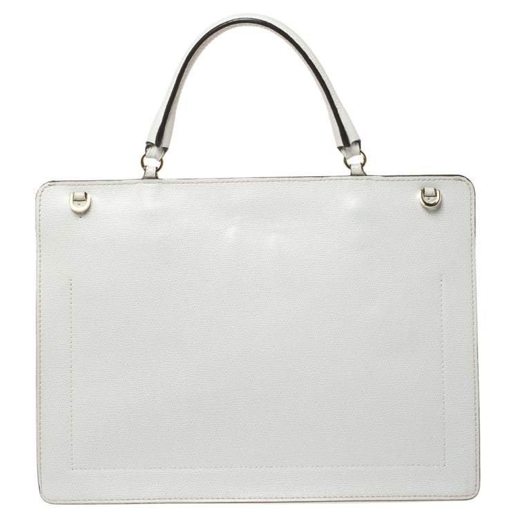Pre Owned Furla Grey Leather Flap Top Handle Bag