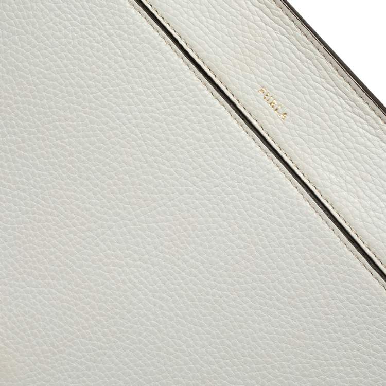 Pre Owned Furla Grey Leather Flap Top Handle Bag