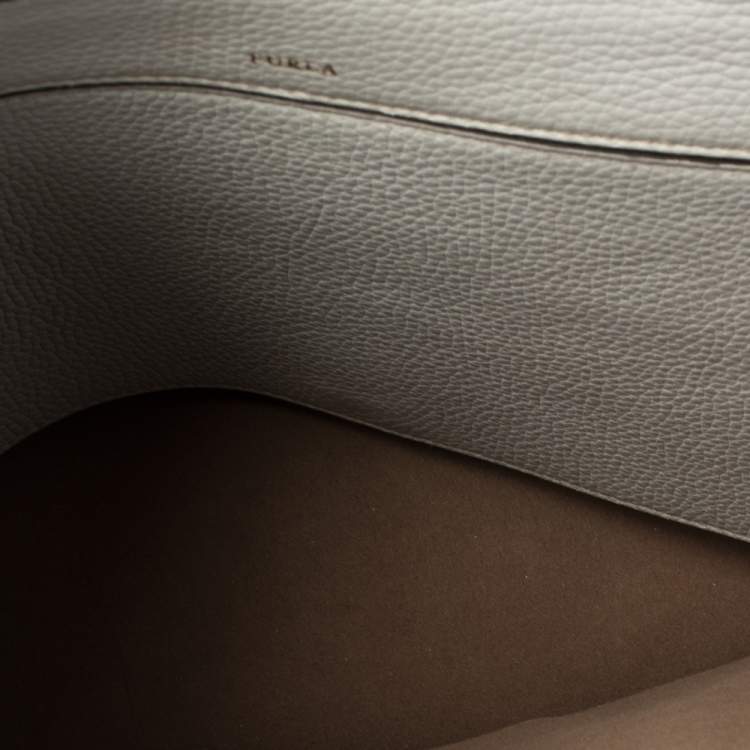 Pre Owned Furla Grey Leather Flap Top Handle Bag
