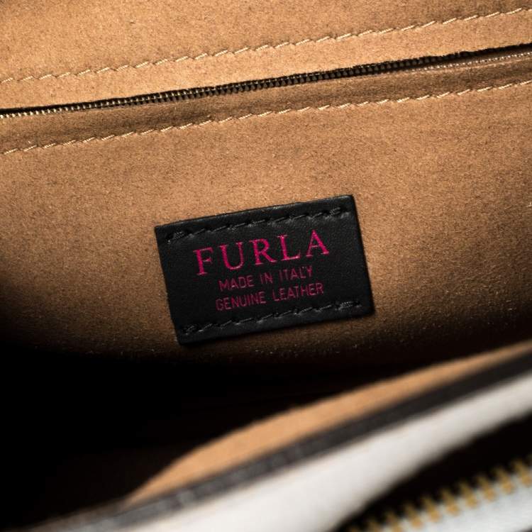 Pre Owned Furla Grey Leather Flap Top Handle Bag