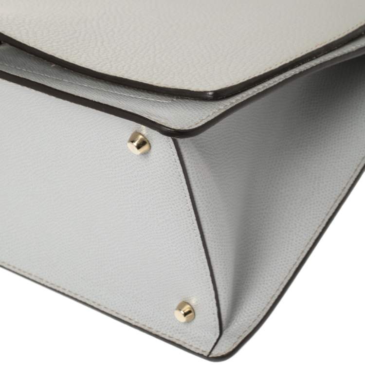 Pre Owned Furla Grey Leather Flap Top Handle Bag