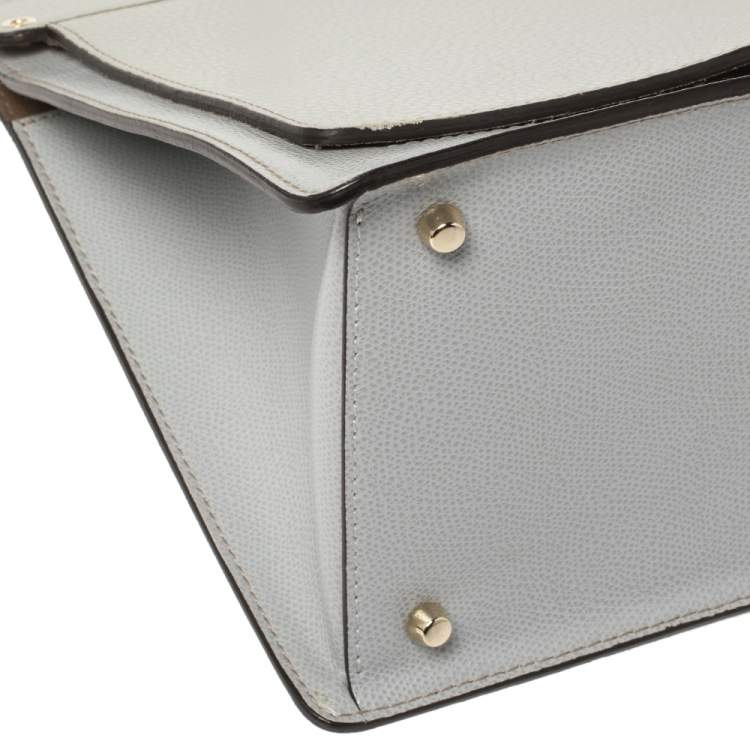 Pre Owned Furla Grey Leather Flap Top Handle Bag