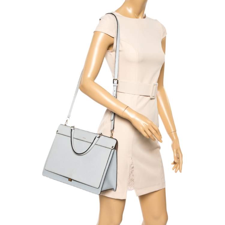 Pre Owned Furla Grey Leather Flap Top Handle Bag