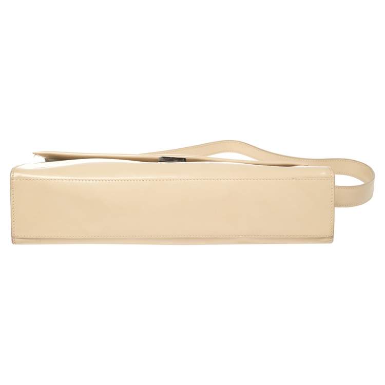 Pre Owned Furla Beige Patent Leather Shoulder Bag