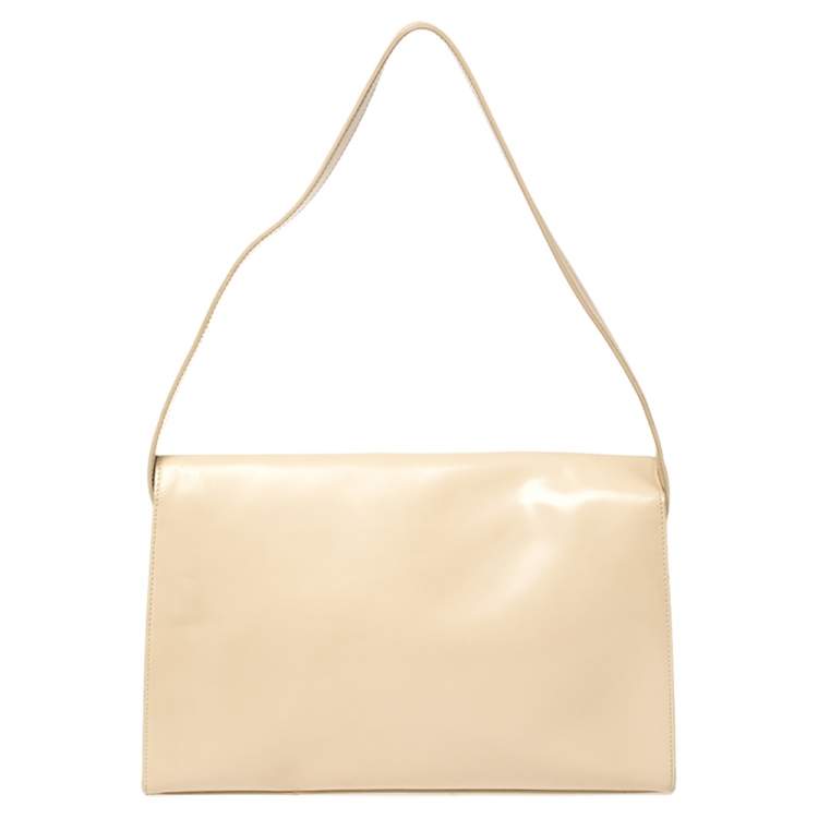 Pre Owned Furla Beige Patent Leather Shoulder Bag