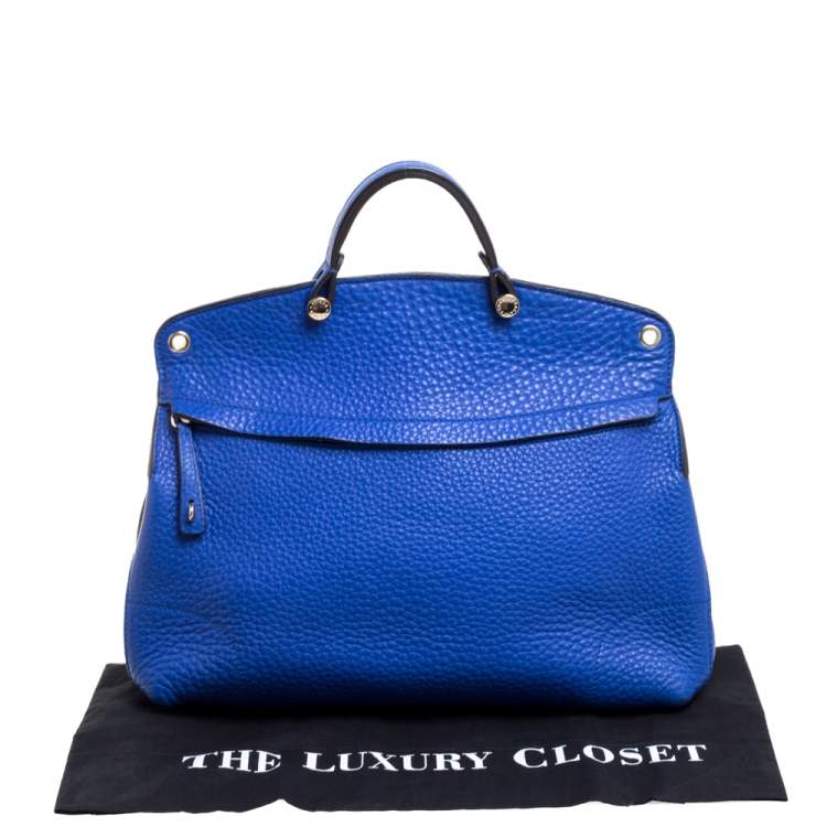Pre Owned Furla Blue Grained Leather Piper Dome Satchel