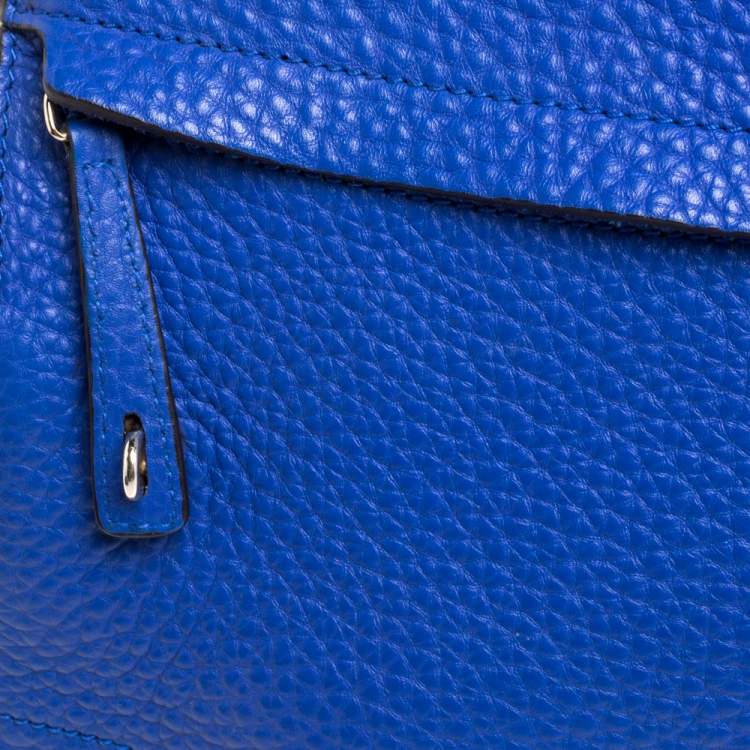 Pre Owned Furla Blue Grained Leather Piper Dome Satchel
