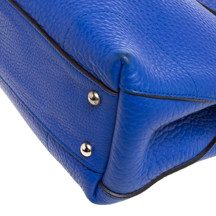 Pre Owned Furla Blue Grained Leather Piper Dome Satchel