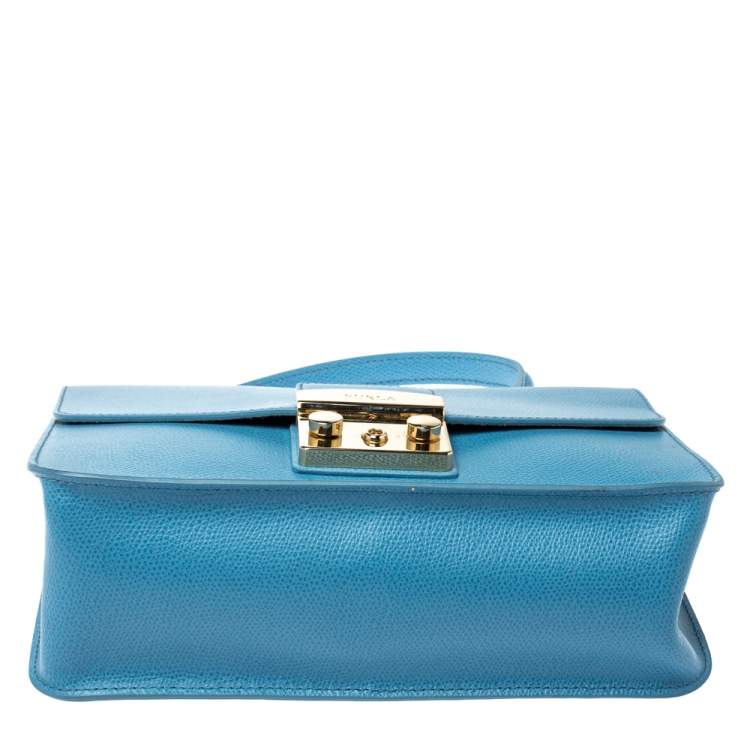 Pre Owned Furla Light Blue Leather Metropolis Top Handle Bag