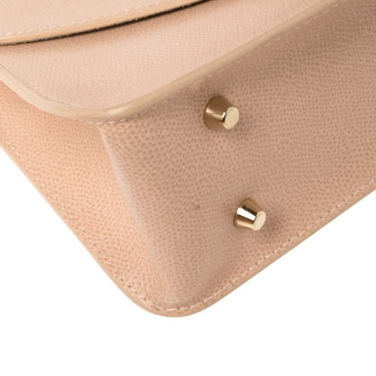Pre Owned Furla Peach Leather Small Metropolis Crossbody Bag
