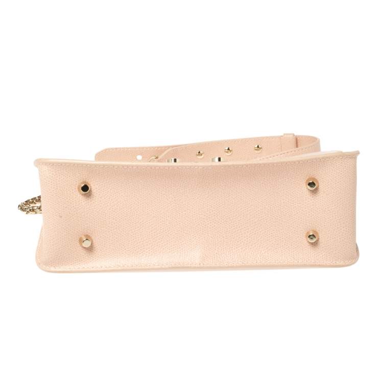 Pre Owned Furla Peach Leather Small Metropolis Crossbody Bag