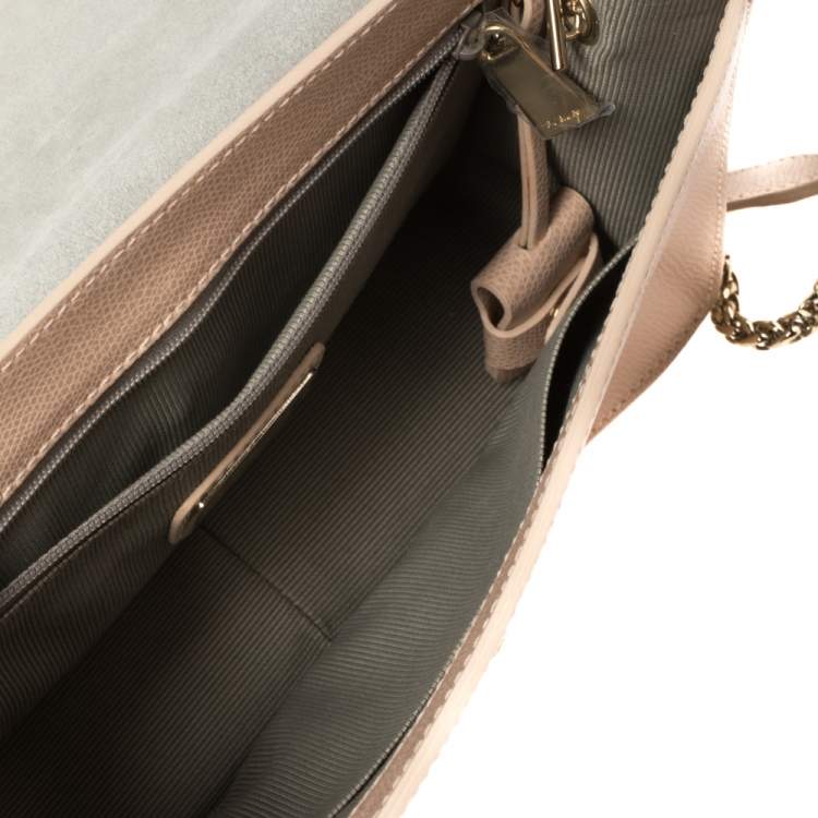 Pre Owned Furla Peach Leather Small Metropolis Crossbody Bag