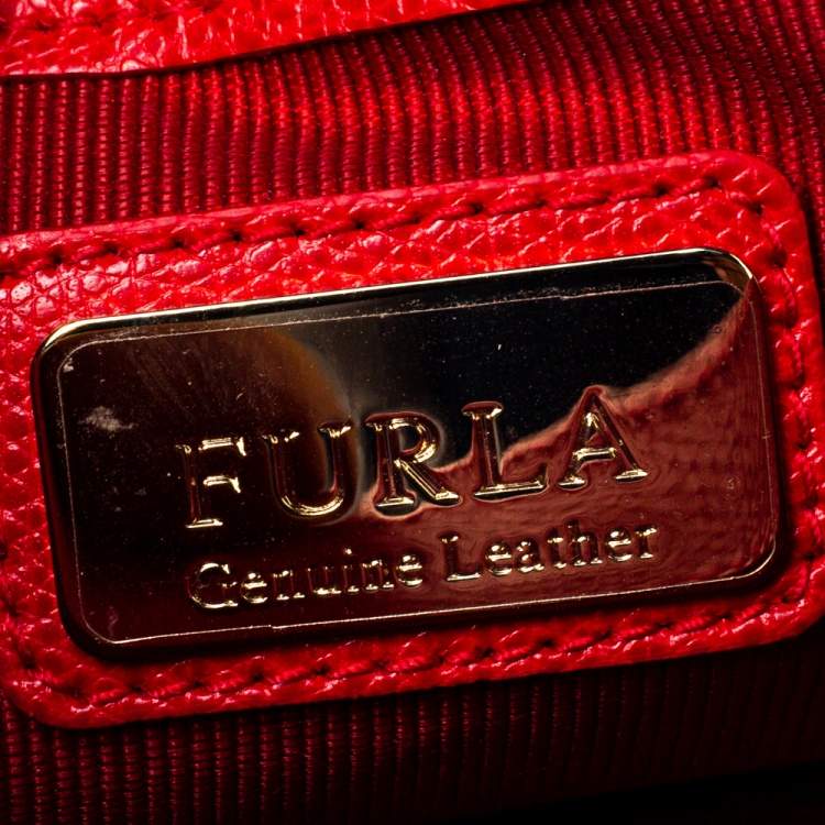Pre Owned Furla Red Leather Mini Metropolis Chain Shoulder Bag