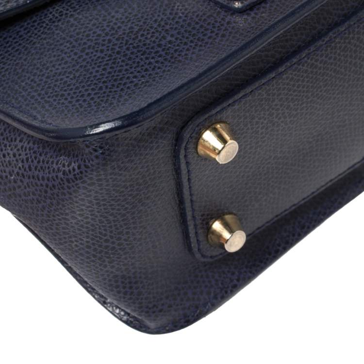 Pre Owned Furla Blue Leather Mini Metropolis Crossbody Bag
