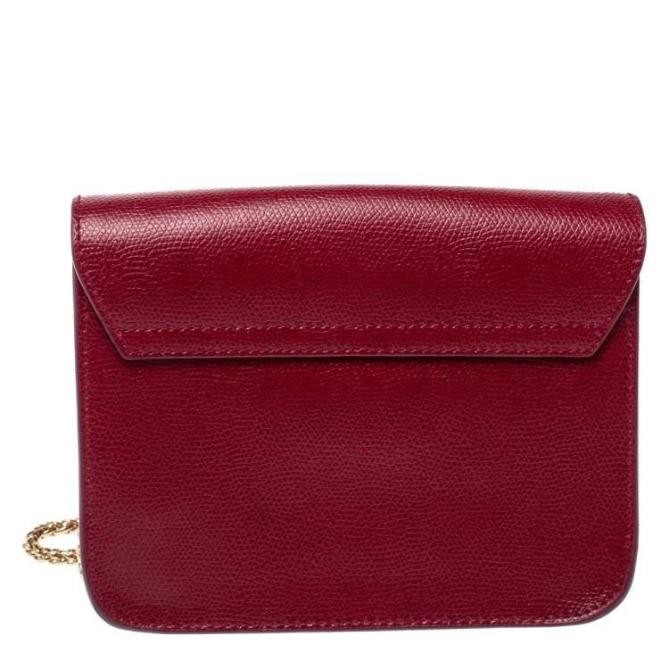 Pre Owned Furla Red Leather Mini Metropolis Crossbody Bag