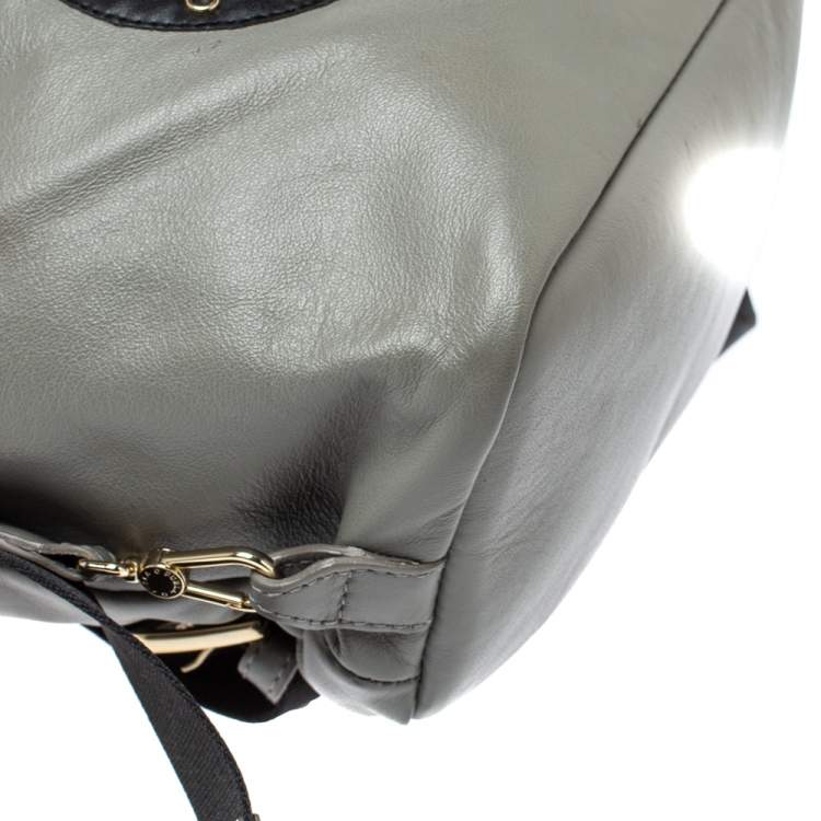 Pre Owned Furla Grey Soft Leather Patchwork Backpack