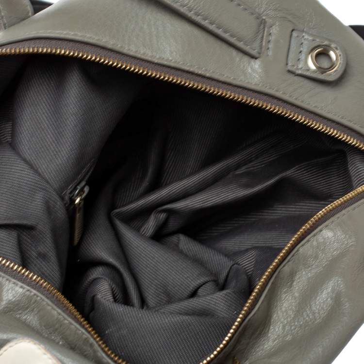Pre Owned Furla Grey Soft Leather Patchwork Backpack