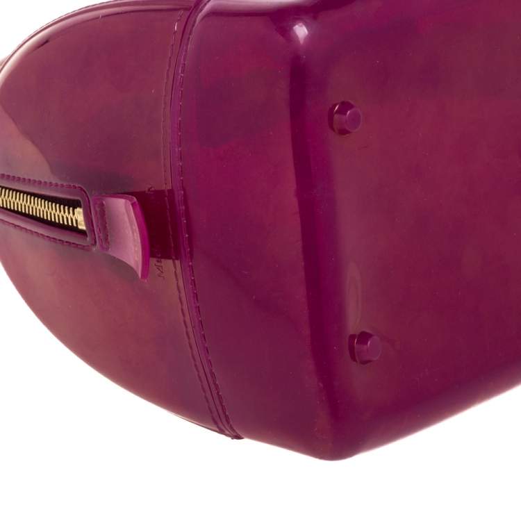 Pre Owned Furla Fuchsia Glossy Rubber Mini Candy Satchel