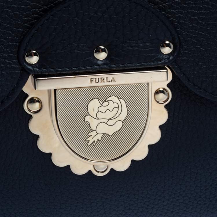 Pre Owned Furla Black Leather Ducale Top Handle Bag