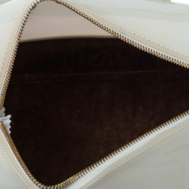 Pre Owned Furla White Rubber and Croc Embossed Leather Medium Candy Satchel
