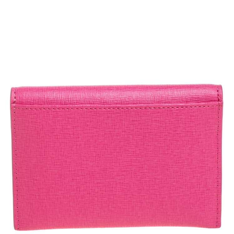 Pre Owned Furla Pink Leather Babylon Card Holder