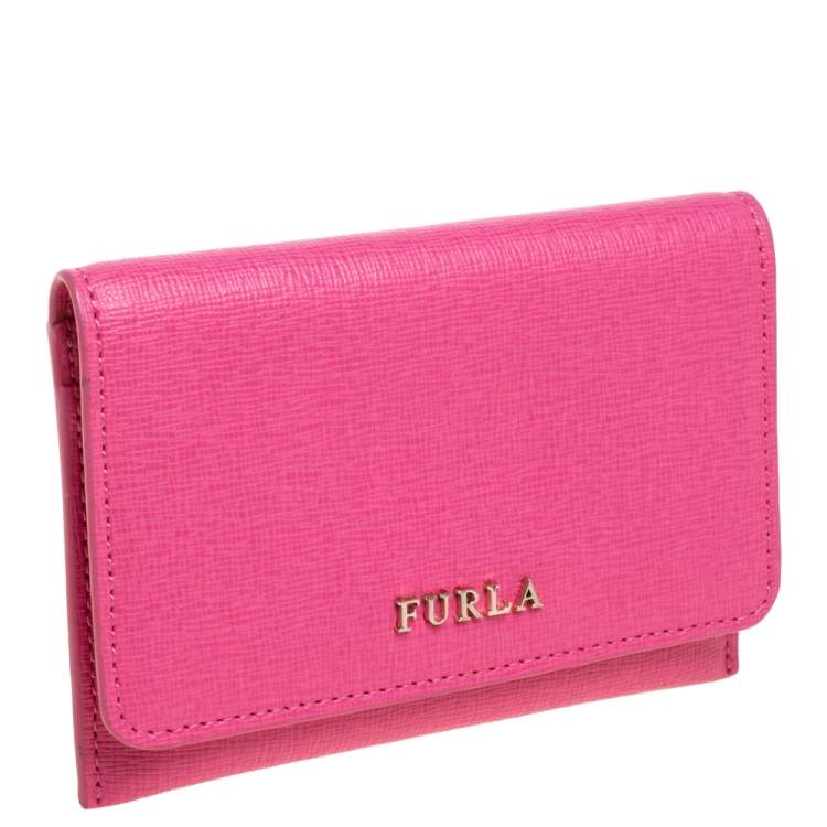 Pre Owned Furla Pink Leather Babylon Card Holder