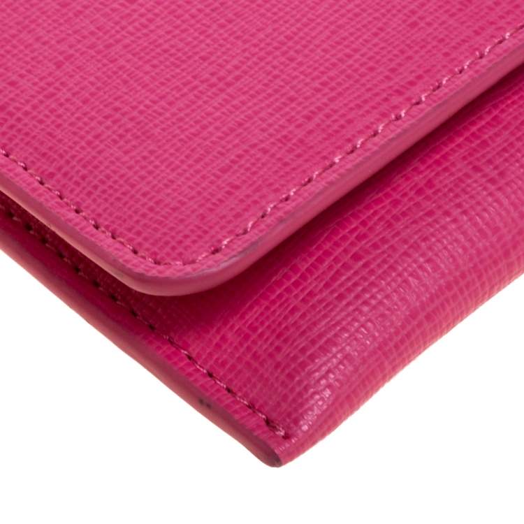 Pre Owned Furla Pink Leather Babylon Card Holder