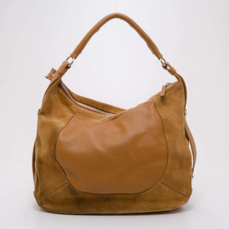 Pre Owned Furla Suede Drawstring Hobo