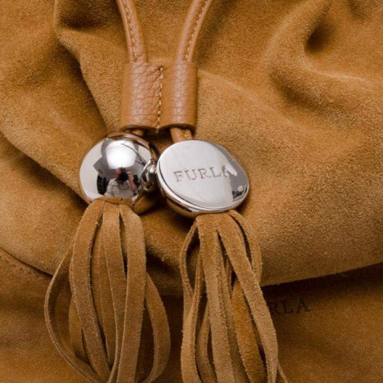 Pre Owned Furla Suede Drawstring Hobo