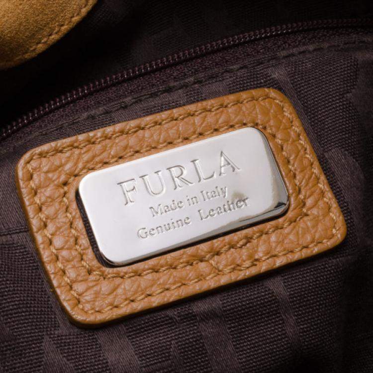 Pre Owned Furla Suede Drawstring Hobo