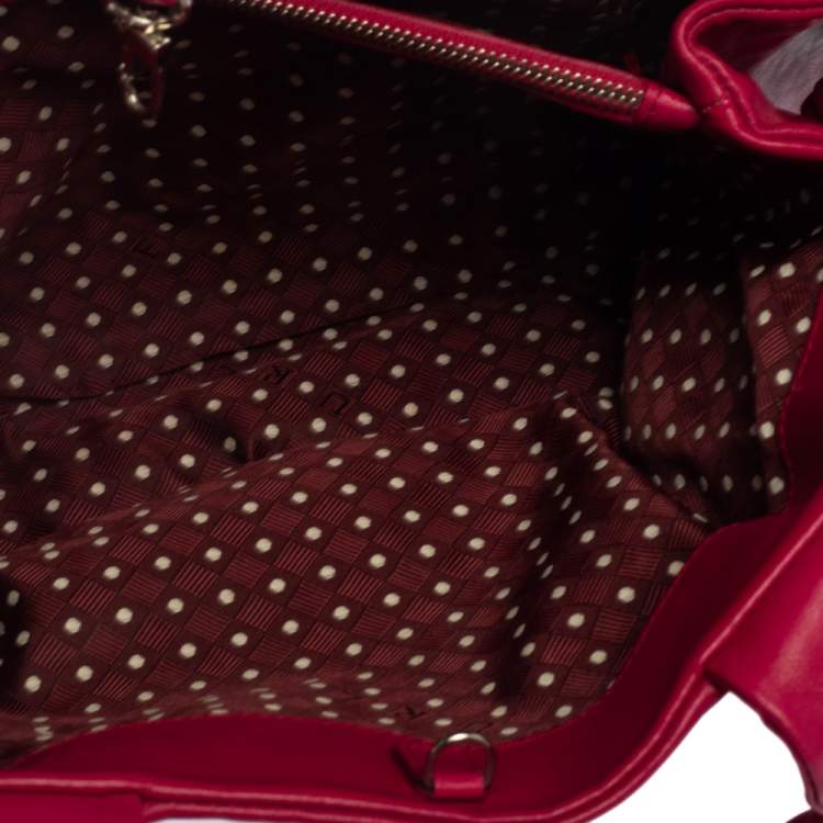 Pre Owned Furla Fuchsia Leather  Knot Detail Tote