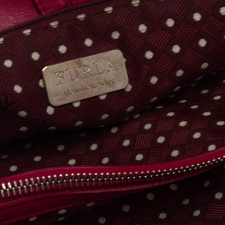 Pre Owned Furla Fuchsia Leather  Knot Detail Tote