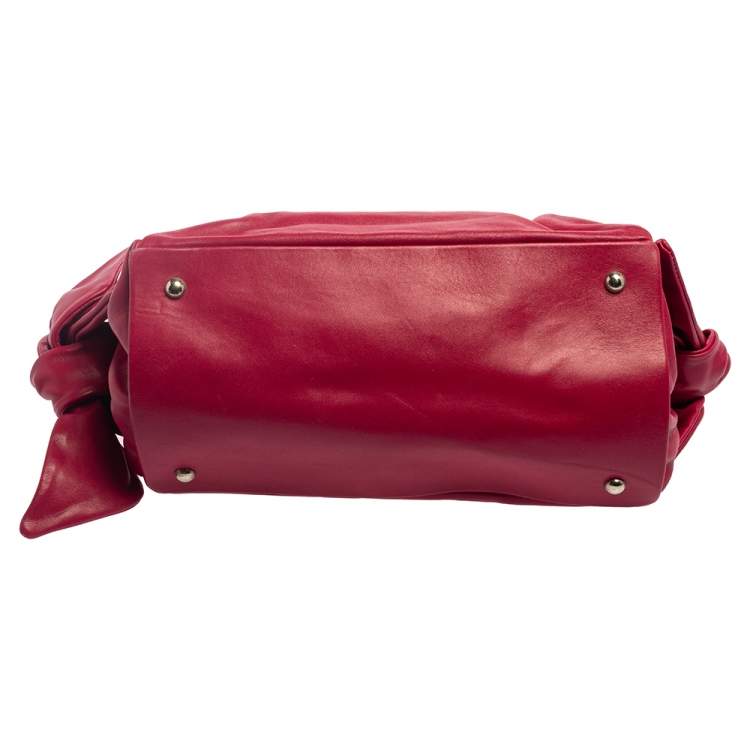 Pre Owned Furla Fuchsia Leather  Knot Detail Tote