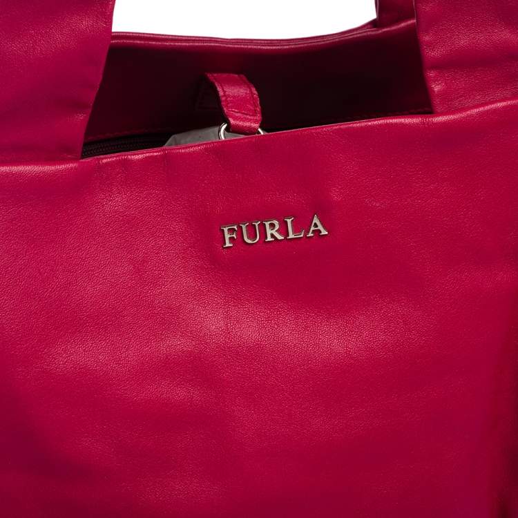 Pre Owned Furla Fuchsia Leather  Knot Detail Tote