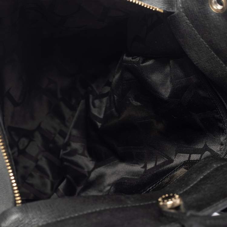 Pre Owned Furla Black Perforated Leather Piper Top Handle Bag
