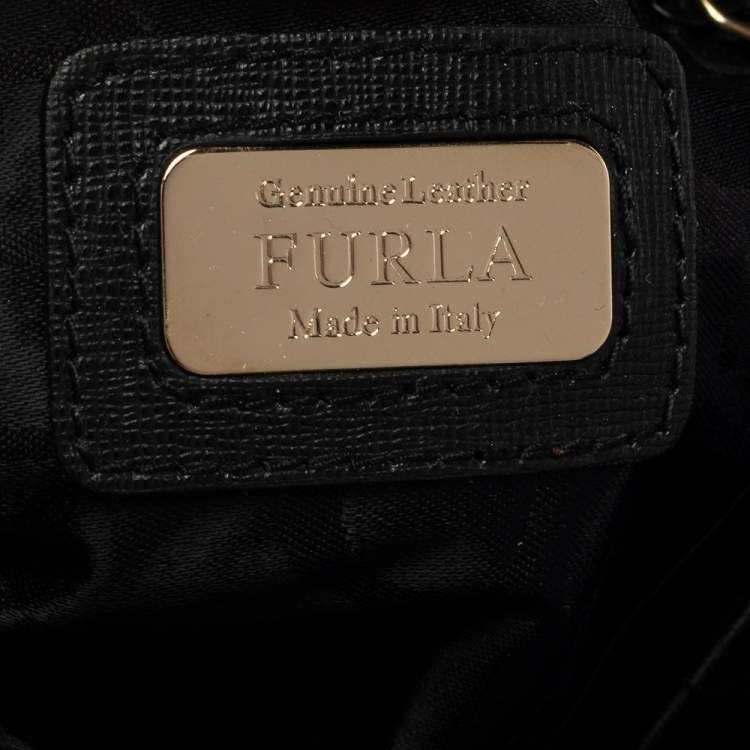 Pre Owned Furla Black Perforated Leather Piper Top Handle Bag