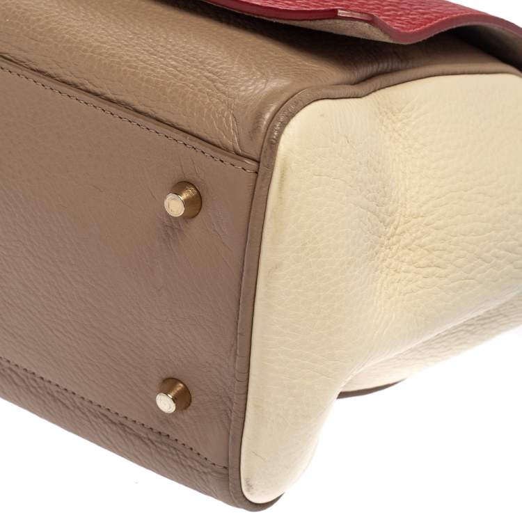 Pre Owned Furla Tri Color Leather Cortina Top Handle Bag