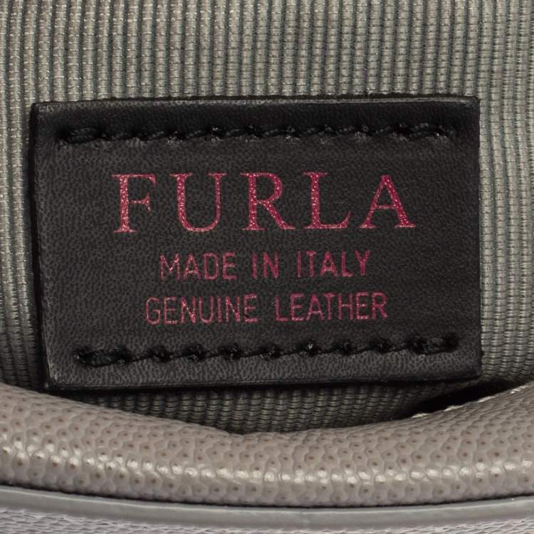 Pre Owned Furla Grey Textured Leather Mini Brava Crossbody Bag