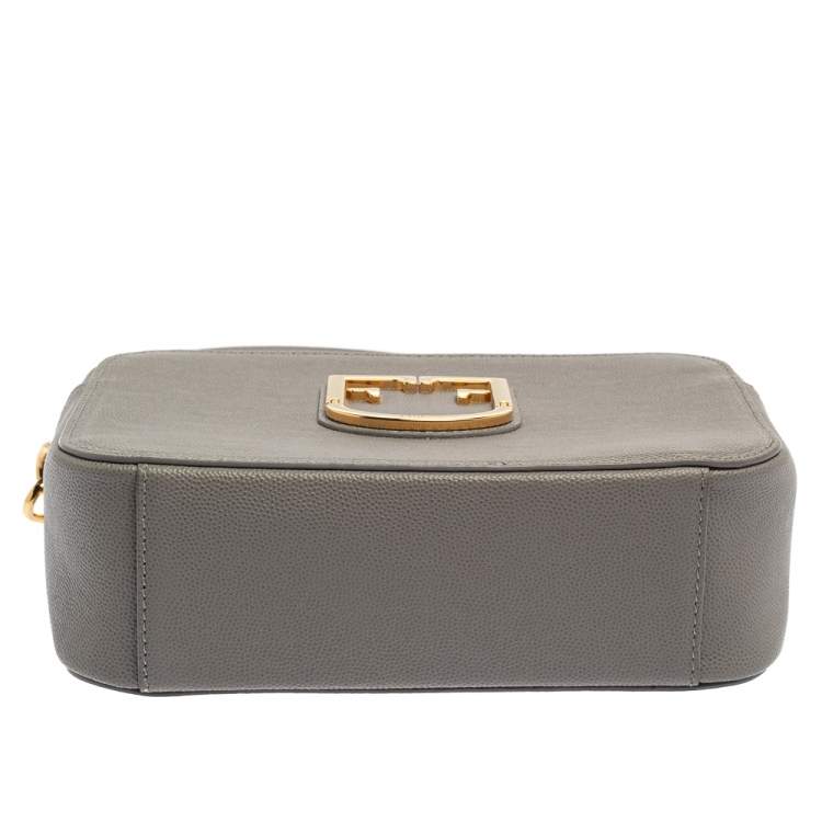 Pre Owned Furla Grey Textured Leather Mini Brava Crossbody Bag