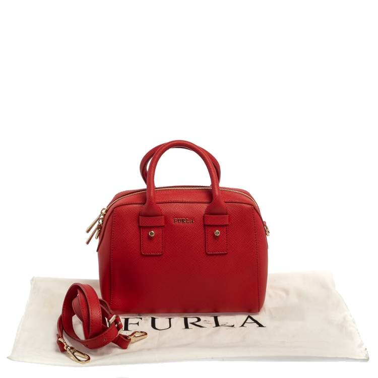 Pre Owned Furla Red Leather Small Allegra Satchel