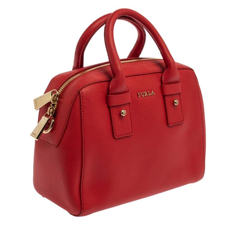 Pre Owned Furla Red Leather Small Allegra Satchel
